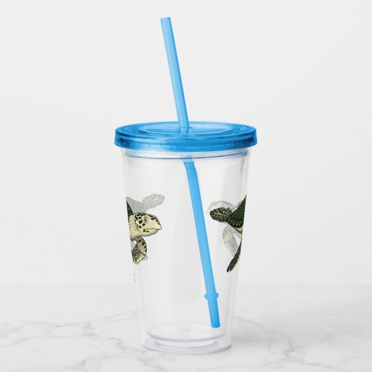 Sea turtle cartoon illustration acryltrinkbecher (Links)