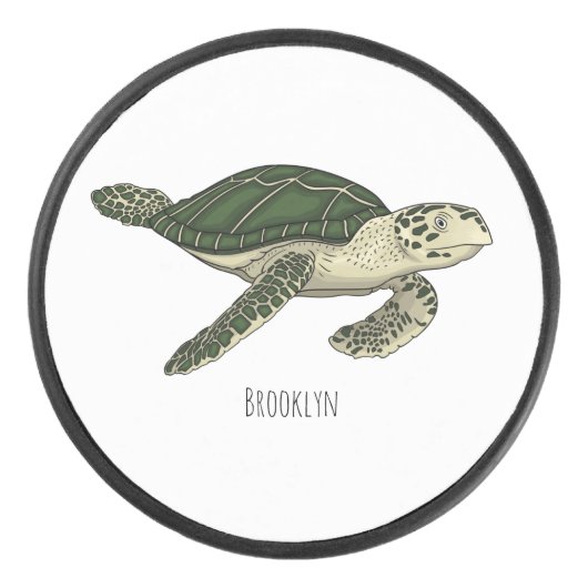 Sea turtle cartoon illustration  eishockey puck (Vorderseite)