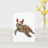 Sea Turtle Christmas Lights Funny Santa Hat Men Wo Karte (Gelbe Blume)