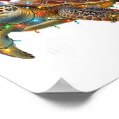 Sea Turtle Christmas Lights Funny Santa Hat Men Wo Poster (Ecke)