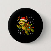 Sea Turtle Christmas Lights Funny Santa Hat Merry Button (Vorderseite)