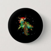 Sea Turtle Christmas Lights Funny Santa Hat Merry Button (Vorderseite)