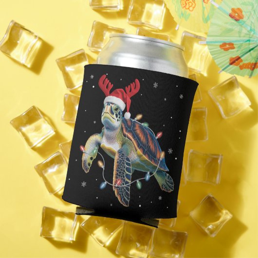 Sea Turtle Christmas Lights Funny Santa Hat Merry Dosenkühler (In Situ Sommer)