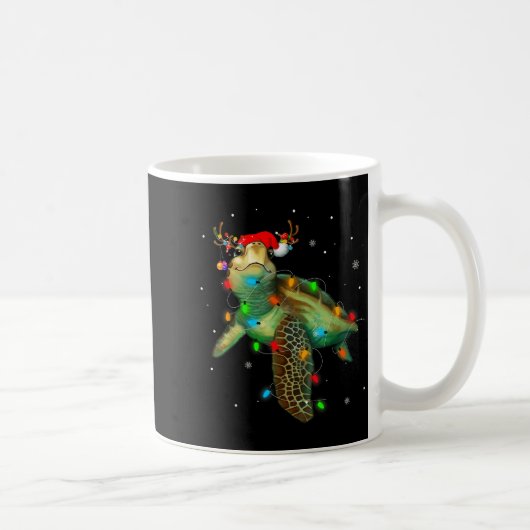 Sea Turtle Christmas Lights Funny Santa Hat Merry Kaffeetasse (Rechts)