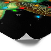 Sea Turtle Christmas Lights Funny Santa Hat Merry Poster (Ecke)