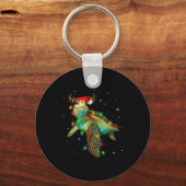 Sea Turtle Christmas Lights Funny Santa Hat Merry Schlüsselanhänger (Vorderseite)