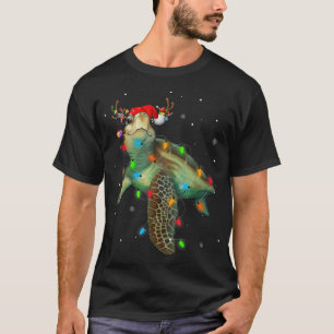 Sea Turtle Christmas Lights Funny Weihnachtsmannm T-Shirt