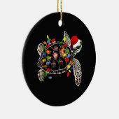 Sea Turtle Christmas Lights Funny Weihnachtsmannmü Keramik Ornament (Rechts)