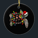 Sea Turtle Christmas Lights Funny Weihnachtsmannmü Keramik Ornament<br><div class="desc">Sea Turtle Christmas Lights Funny Weihnachtsmannmütze Merry</div>