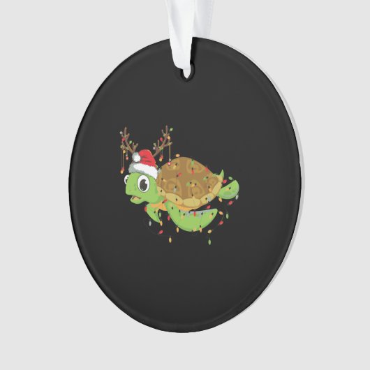 Sea Turtle Christmas Lights Funny Weihnachtsmannmü Ornament (Vorderseite)