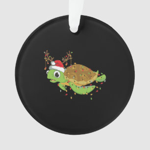Sea Turtle Christmas Lights Funny Weihnachtsmannmü Ornament