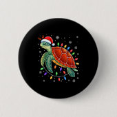 Sea Turtle Christmas Lights Santa Hat Funny Xmas P Button (Vorderseite)