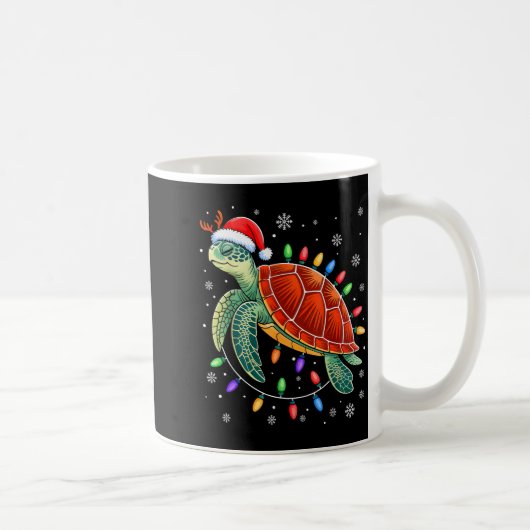 Sea Turtle Christmas Lights Santa Hat Funny Xmas P Kaffeetasse (Rechts)
