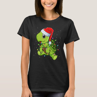 Sea Turtle Christmas Lights Santa Hat Merry Chris T-Shirt