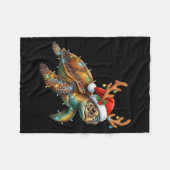 Sea Turtle Christmas Lights Santa Hat Merry Christ Fleecedecke (Vorderseite (Horizontal))