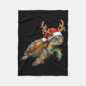 Sea Turtle Christmas Lights Santa Hat Merry Christ Fleecedecke (Vorderseite)
