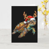 Sea Turtle Christmas Lights Santa Hat Merry Christ Karte (Gelbe Blume)