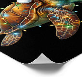 Sea Turtle Christmas Lights Santa Hat Merry Christ Poster (Ecke)