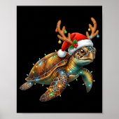 Sea Turtle Christmas Lights Santa Hat Merry Christ Poster (Vorne)