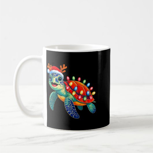 Sea Turtle Christmas Lights Santa Hat Xmas Family Kaffeetasse (Links)