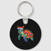 Sea Turtle Christmas Lights Santa Hat Xmas Family  Schlüsselanhänger (Vorderseite)