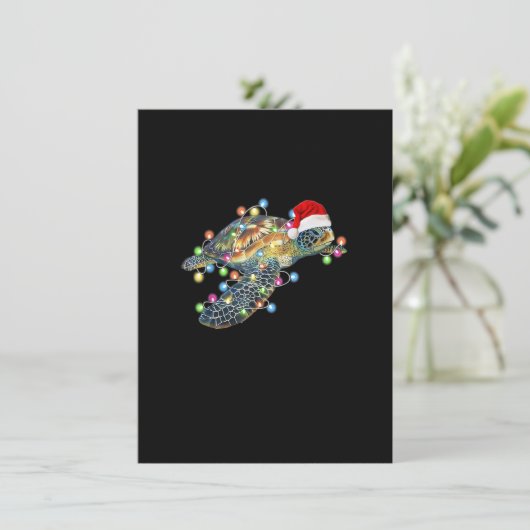 Sea Turtle Christmas Lights Tree Sea Turtle Einladung (Stehend Vorderseite)