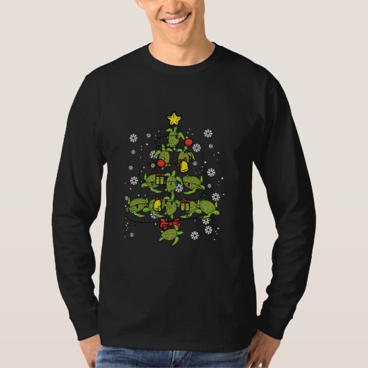 Sea Turtle Christmas Tree Animal Xmas PJs Pajamas T-Shirt (Vorderseite)