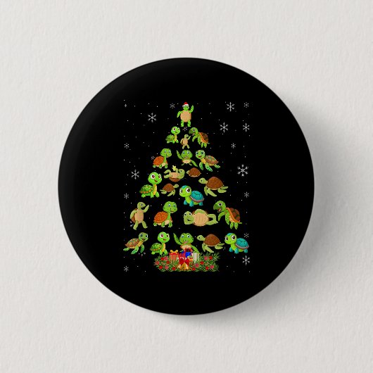 Sea Turtle Christmas Tree Matching Family Xmas Tre Button (Vorderseite)