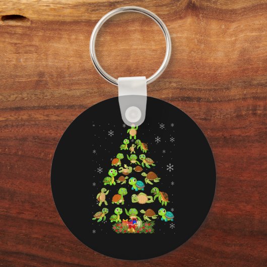 Sea Turtle Christmas Tree Matching Family Xmas Tre Schlüsselanhänger (Vorderseite)