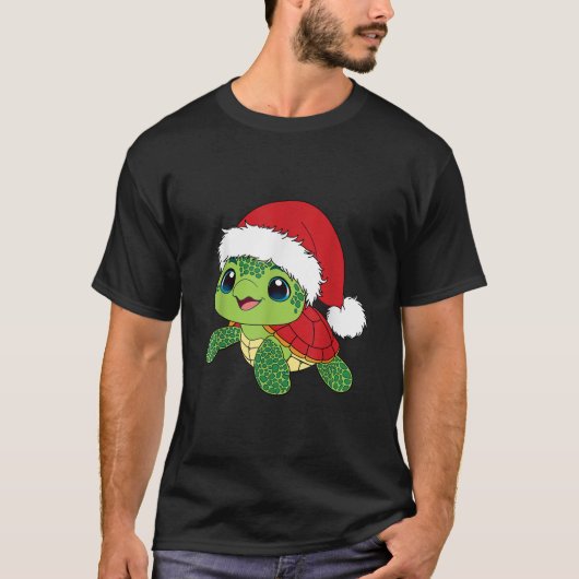 Sea Turtle Christmas Weihnachtsmannmütze Weihnacht T-Shirt (Vorderseite)