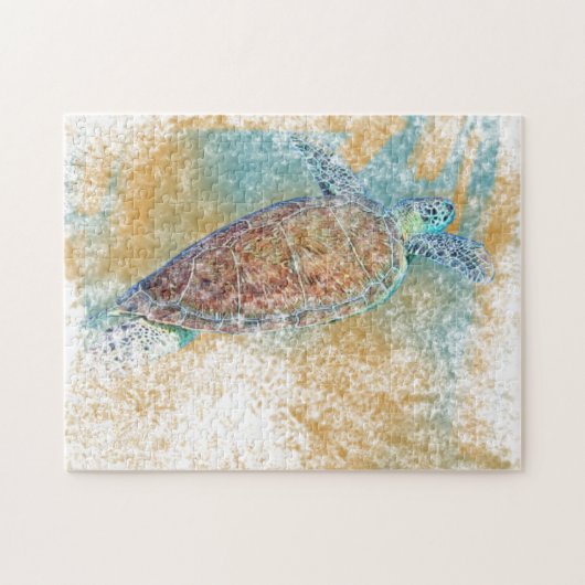 Sea Turtle Coastal Artwork Gemäldetes Thema Strand Puzzle (Horizontal)