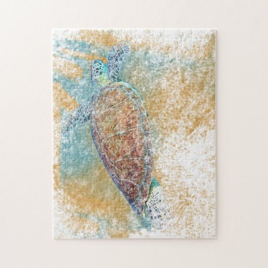 Sea Turtle Coastal Artwork Gemäldetes Thema Strand Puzzle (Vertikal)