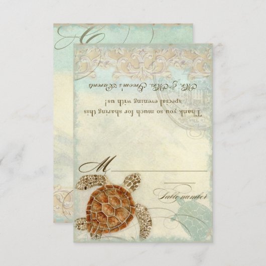 Sea Turtle Coastal Beach - DIY Zelt Platzkarten (Vorne/Hinten)