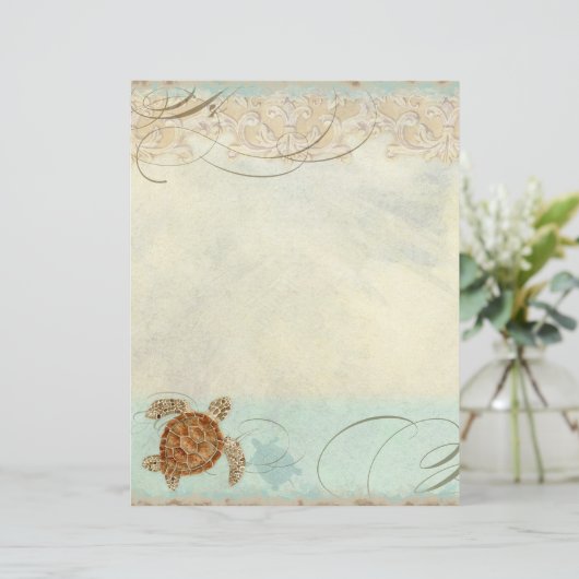 Sea Turtle Coastal Beach - Mit Monogramm Geschirr (Stehend Vorderseite)