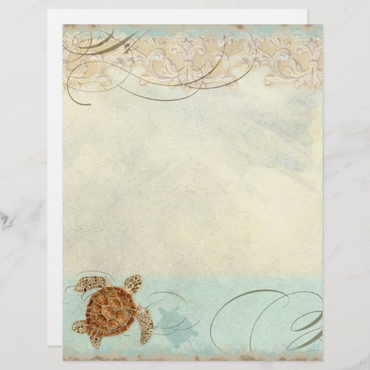 Sea Turtle Coastal Beach - Mit Monogramm Geschirr (Vorne/Hinten)