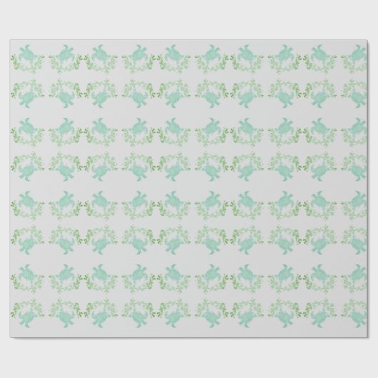 Sea Turtle Coastal Beach Wrapping Paper Geschenkpapier (Flach)