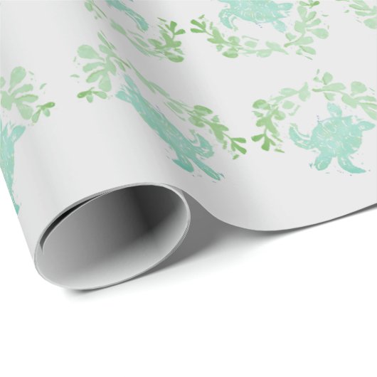 Sea Turtle Coastal Beach Wrapping Paper Geschenkpapier (Rolleneckpunkt)