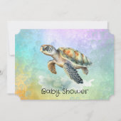 Sea Turtle Color Bubbles Baby Dusche Einladung (Vorderseite)