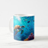 Sea Turtle Colorful Underwater Scene   Kaffeetasse (Vorderseite Links)