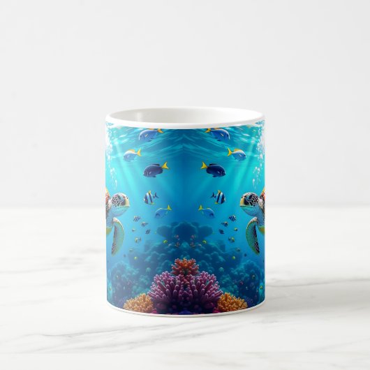 Sea Turtle Colorful Underwater Scene   Kaffeetasse (Mittel)