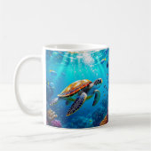 Sea Turtle Colorful Underwater Scene   Kaffeetasse (Links)