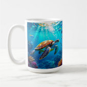 Sea Turtle Colorful Underwater Scene Kaffeetasse (Links)