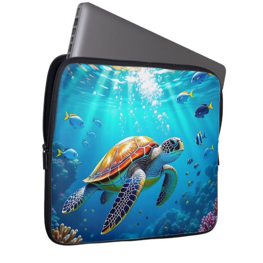 Sea Turtle Colorful Underwater Scene Laptopschutzhülle (Vorne Rechts)