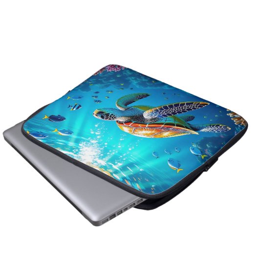 Sea Turtle Colorful Underwater Scene Laptopschutzhülle (Vorne Knopf)