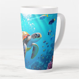 Sea Turtle Colorful Underwater Scene   Milchtasse