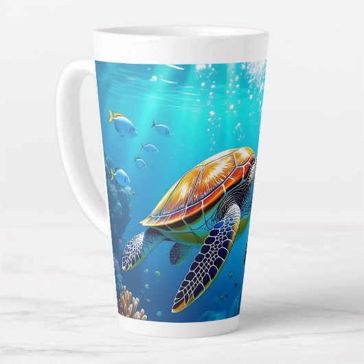 Sea Turtle Colorful Underwater Scene Milchtasse (Linke Ecke)
