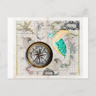 Sea Turtle Compass Postkarte