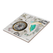 Sea Turtle Compass Vintag Fliese (Seite)