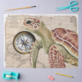 Sea Turtle Compass Vintage Karte Schöne Kunst Seidenpapier (Basteln)