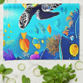 Sea Turtle Coref Reef Art Geschirrtuch (Gefaltet)